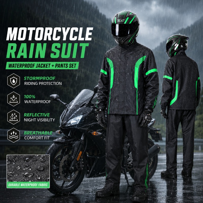 Fishing Rain Suit - Motorrad-Regenanzug Wasserdichte Jacke + Hosen-Set, Reflektierende